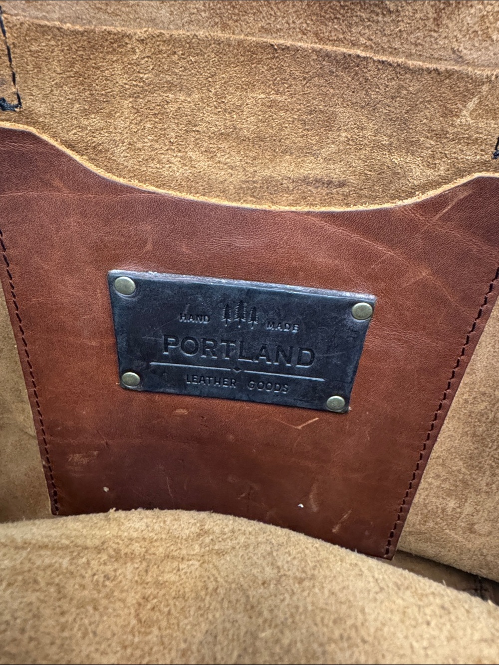 Portland leather goods Classic Brown Leather Shoulder Tote - Picture 2 of 5